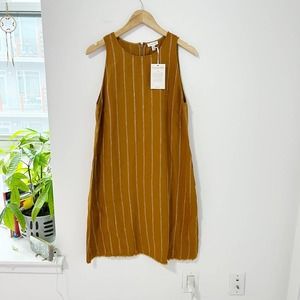 Garnet Hill Yellow Stripe Linen Dress Size 10